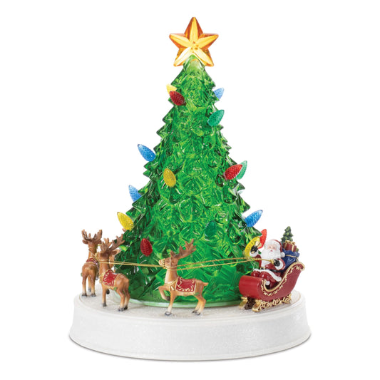 Melrose International LED Rotating Musical Santa's Sleigh Christmas Tree 11"H