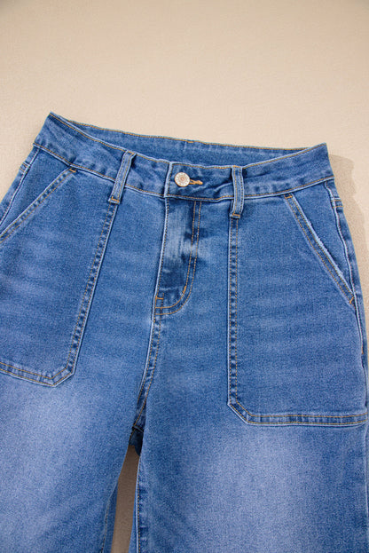 Threaded Pear Courtney Cropped High Rise Wide Leg Jeans