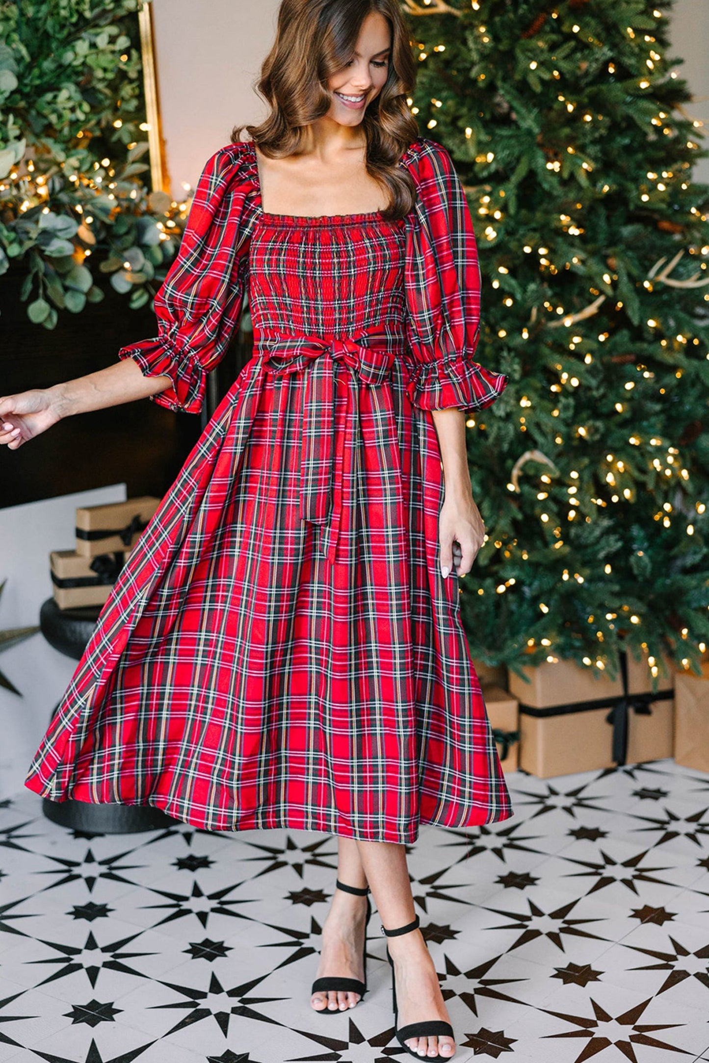 Threaded Pear Jazmin Waist Flared Midi Dress