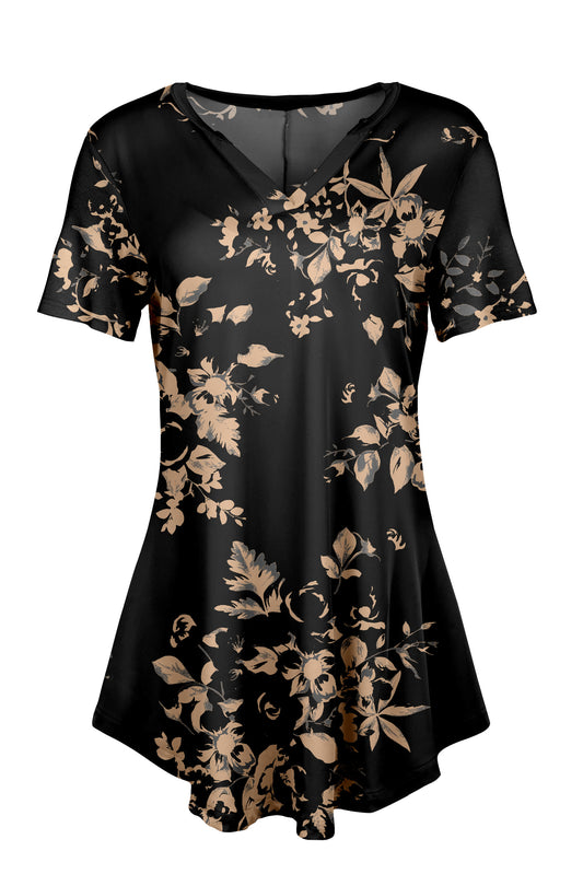 Champagne and Black Floral-