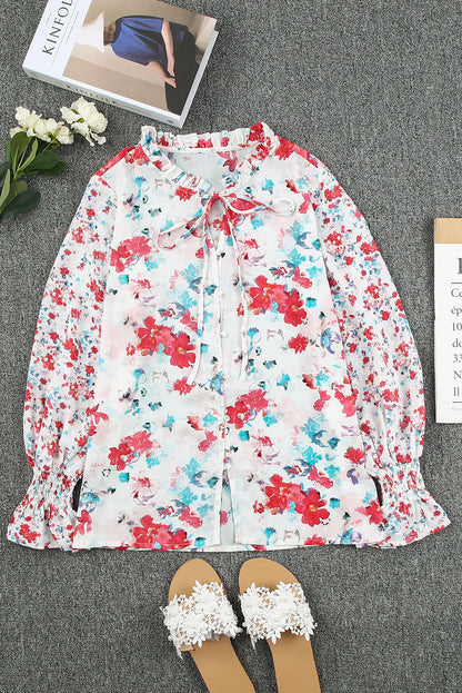 Threaded Pear Mckenna Cakewalk Floral Smocked Blouse