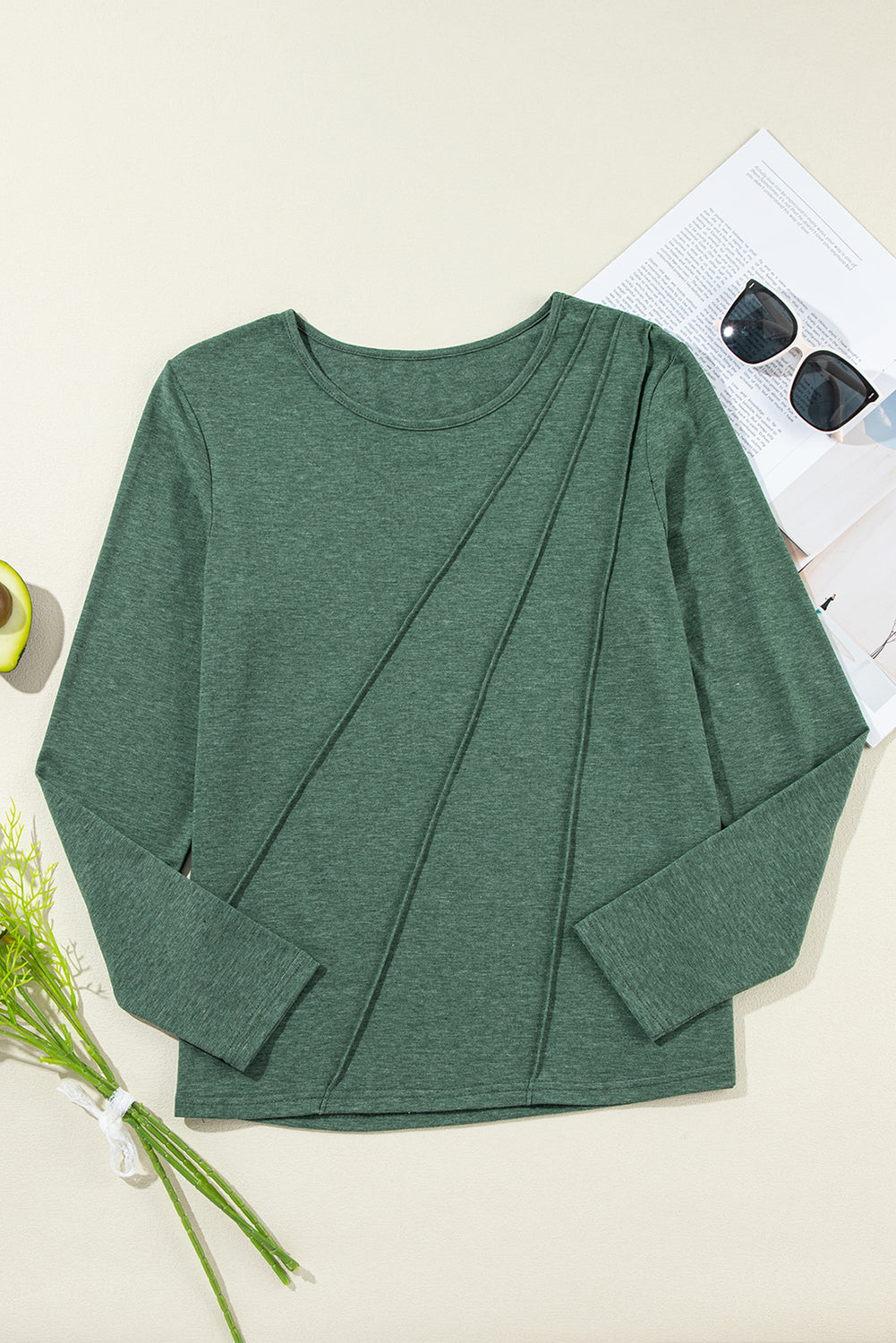 Threaded Pear Anna Asymmetric Seam Detail Long Sleeve Top