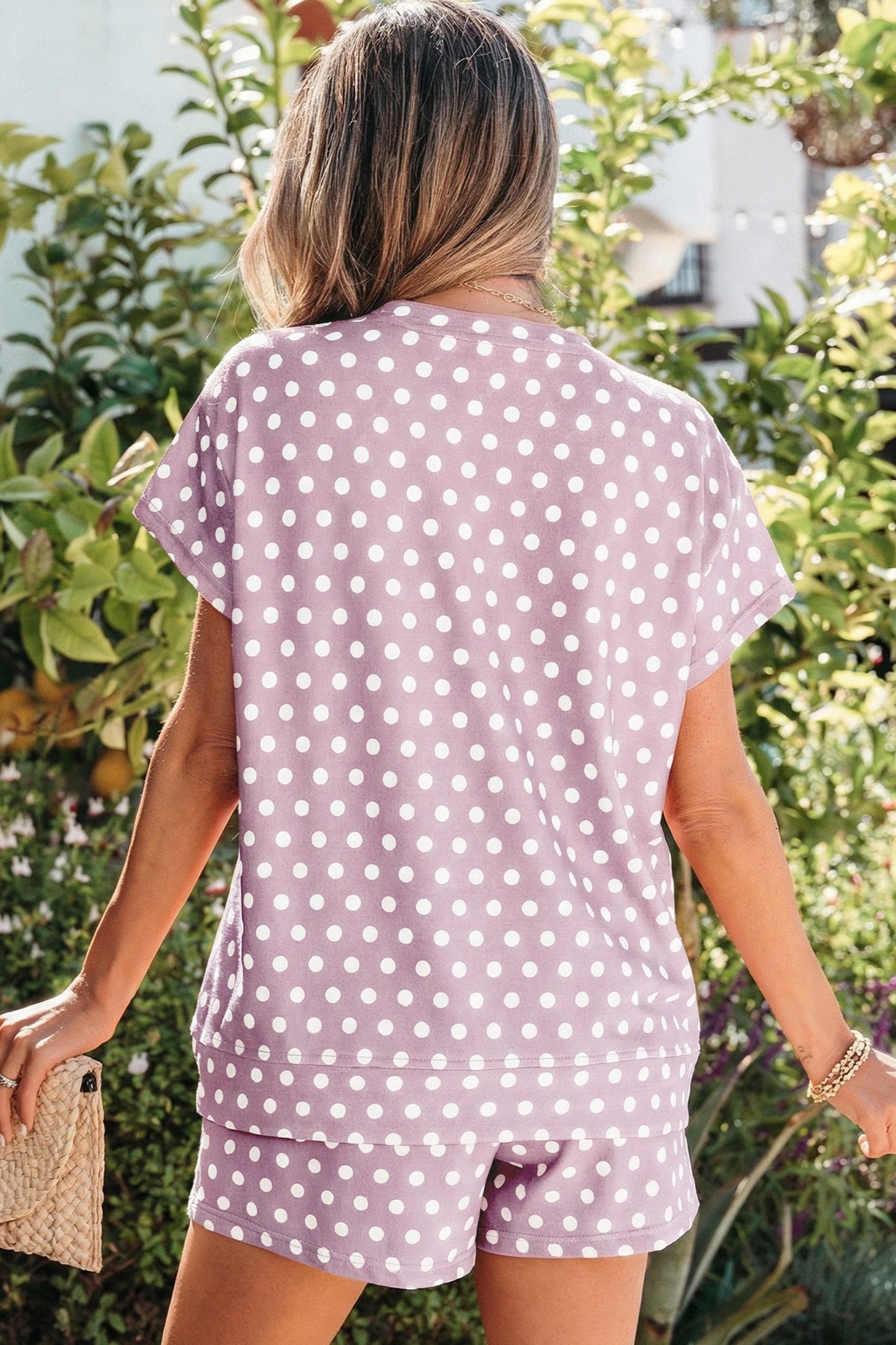 Threaded Pear Kaiya Dot Print Short Set