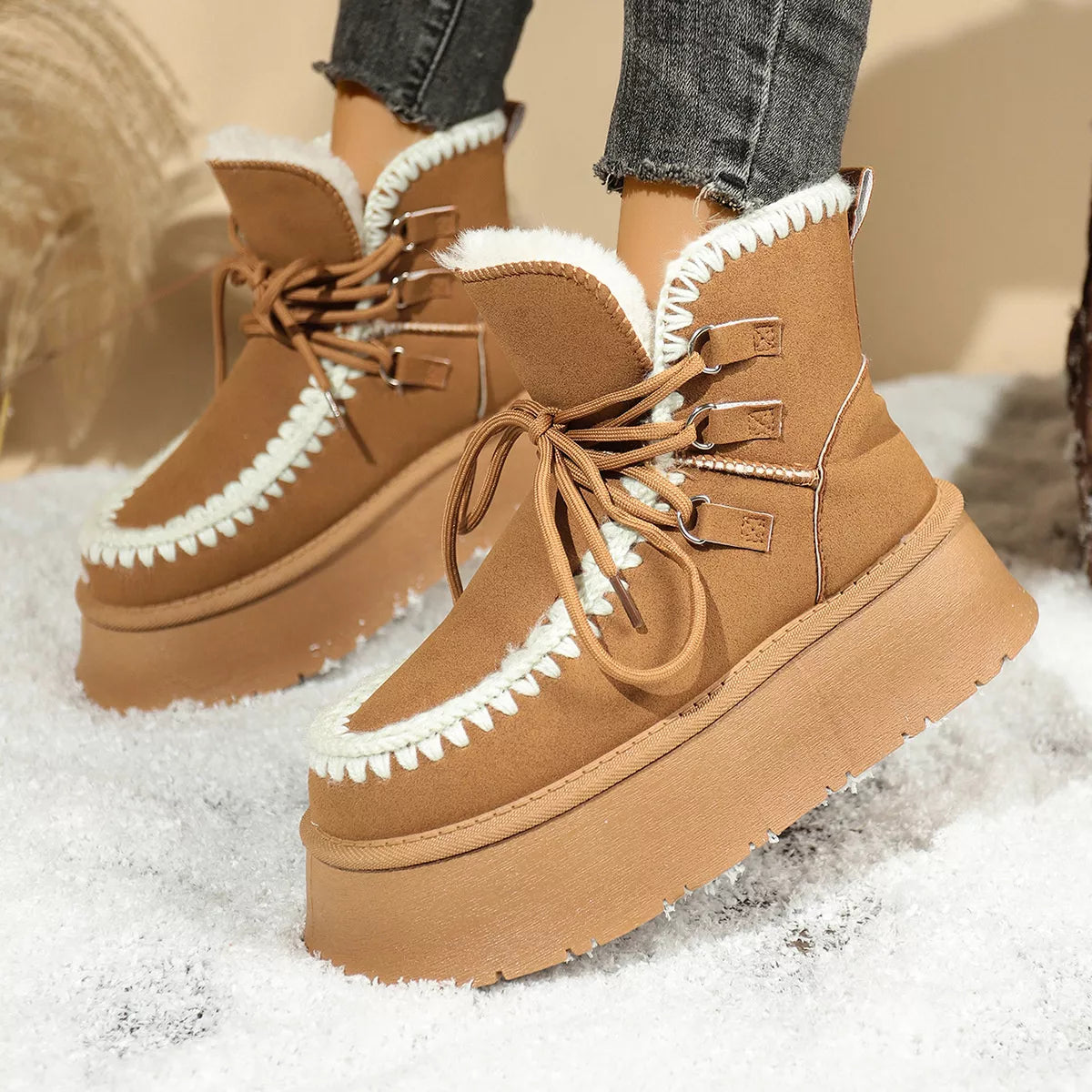 Sherpa Lined Platform Snow Boots