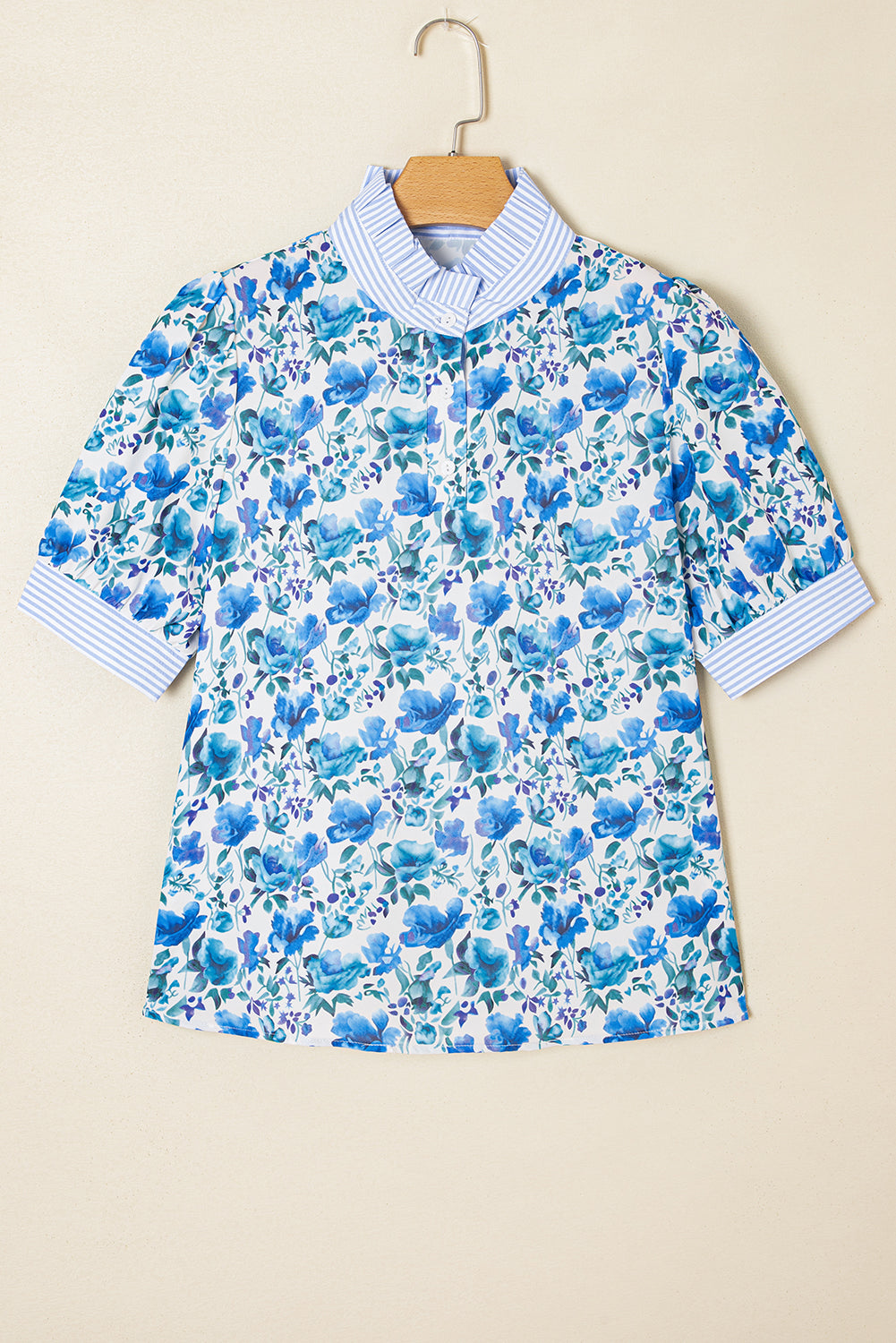 Threaded Pear Blair Collared Short Sleeve Blouse