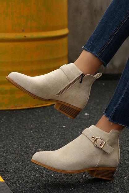 Threaded Pear Eleanor Chunky Heel Suede Boots
