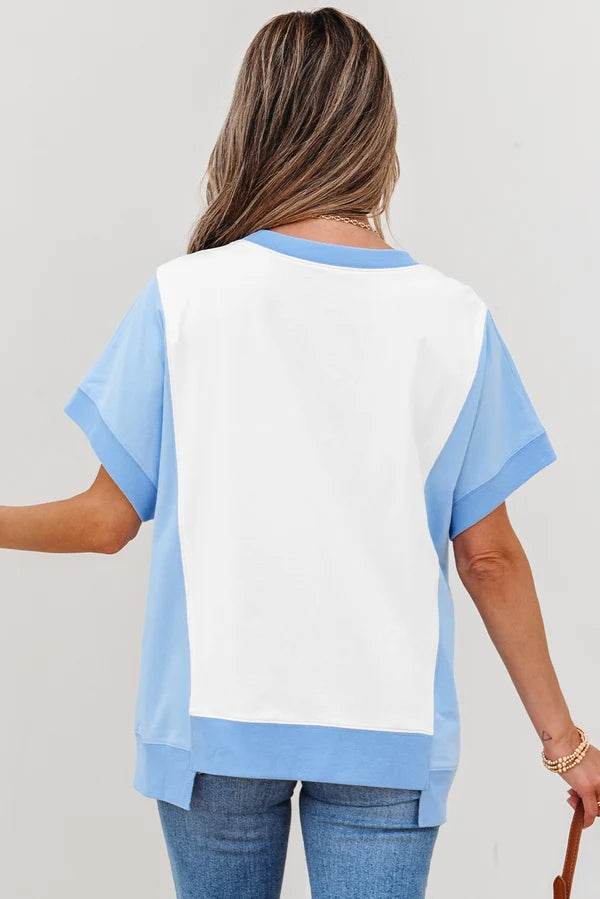 Threaded Pear Waverly Exposed Seam Crew Neck Top