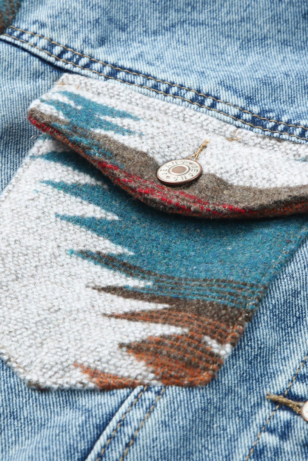 Threaded Pear Emily Print Frayed Hem Jacket