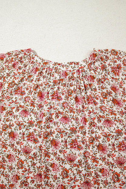 Threaded Pear Carter Notched Puff Sleeve Blouse