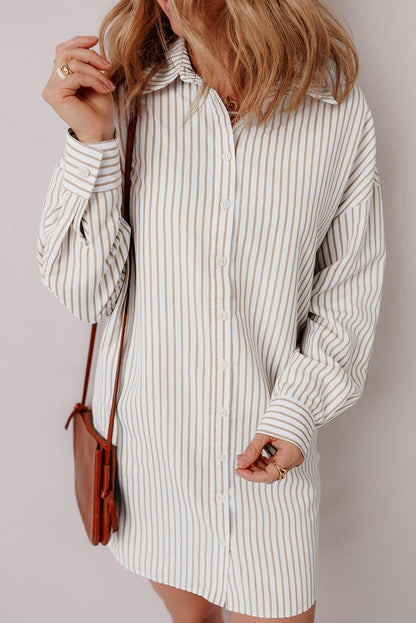 Threaded Pear Selena Long Sleeve Button Up Shirt Dress