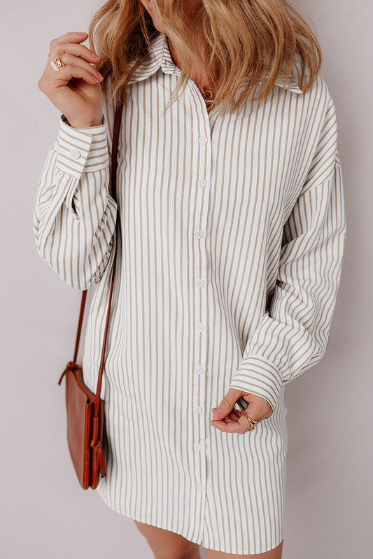 Threaded Pear Selena Long Sleeve Button Up Shirt Dress