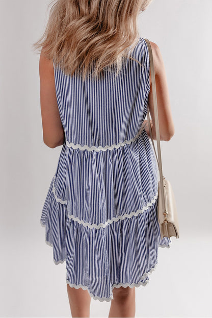 Threaded Pear Macie Sleeveless Notched V Neck Ric Rac Dress