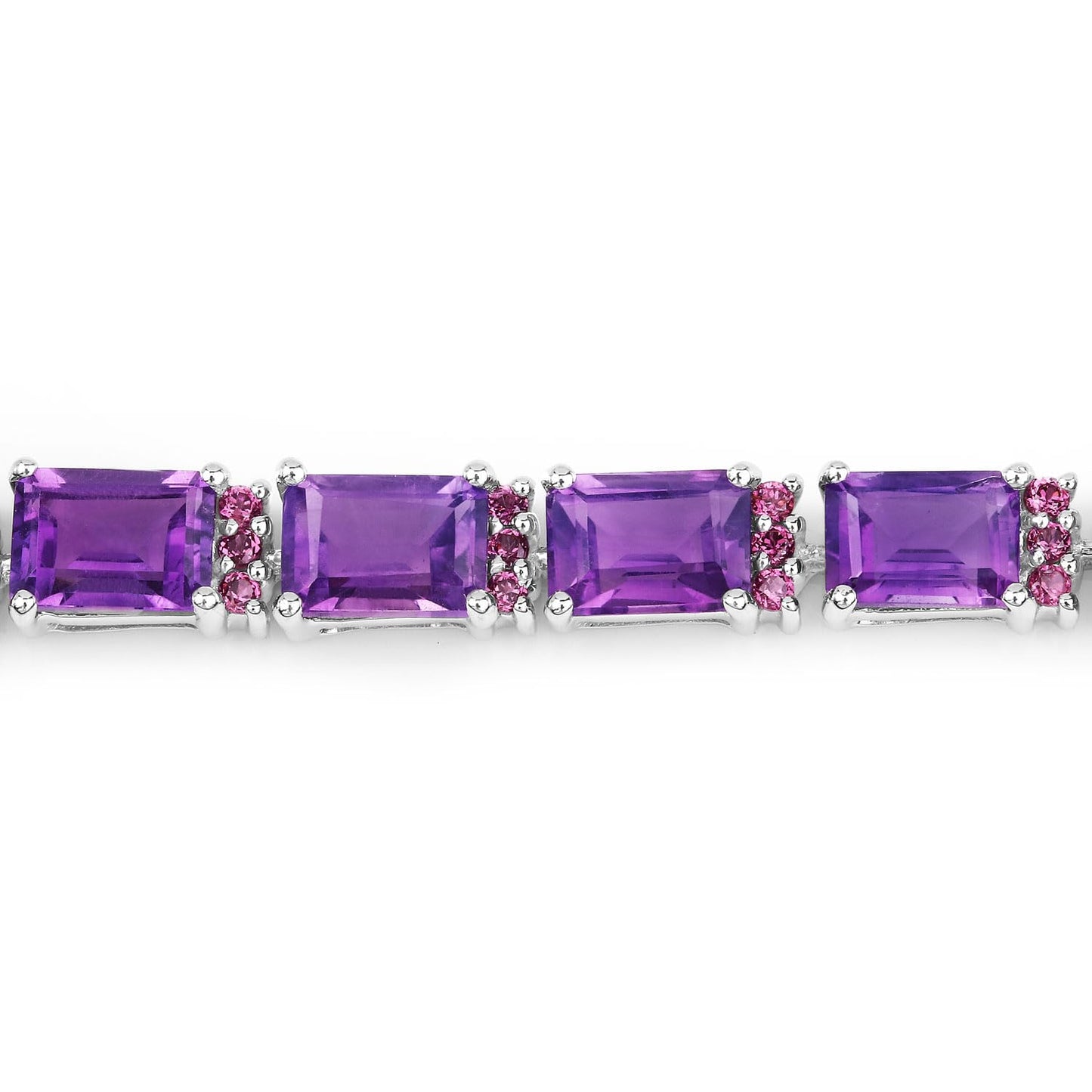 Octagon Purple Amethyst Prong Silver Tennis Bracelet