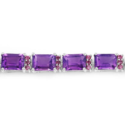 Octagon Purple Amethyst Prong Silver Tennis Bracelet