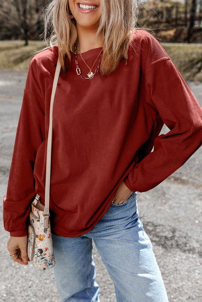 Threaded Pear Araceli Ribbed Corduroy Oversized Sweatshirt