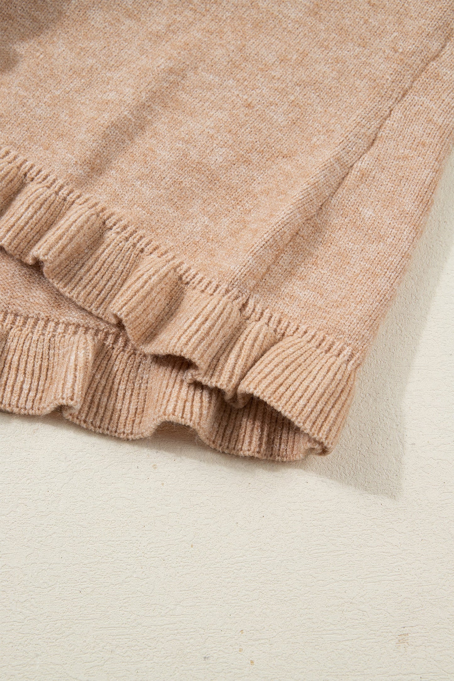 Threaded Pear Yamileth Oatmeal Ruffle Trim Sweater