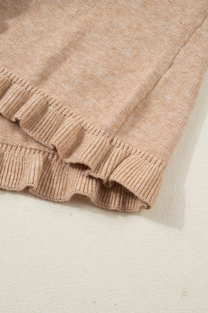 Threaded Pear Yamileth Oatmeal Ruffle Trim Sweater