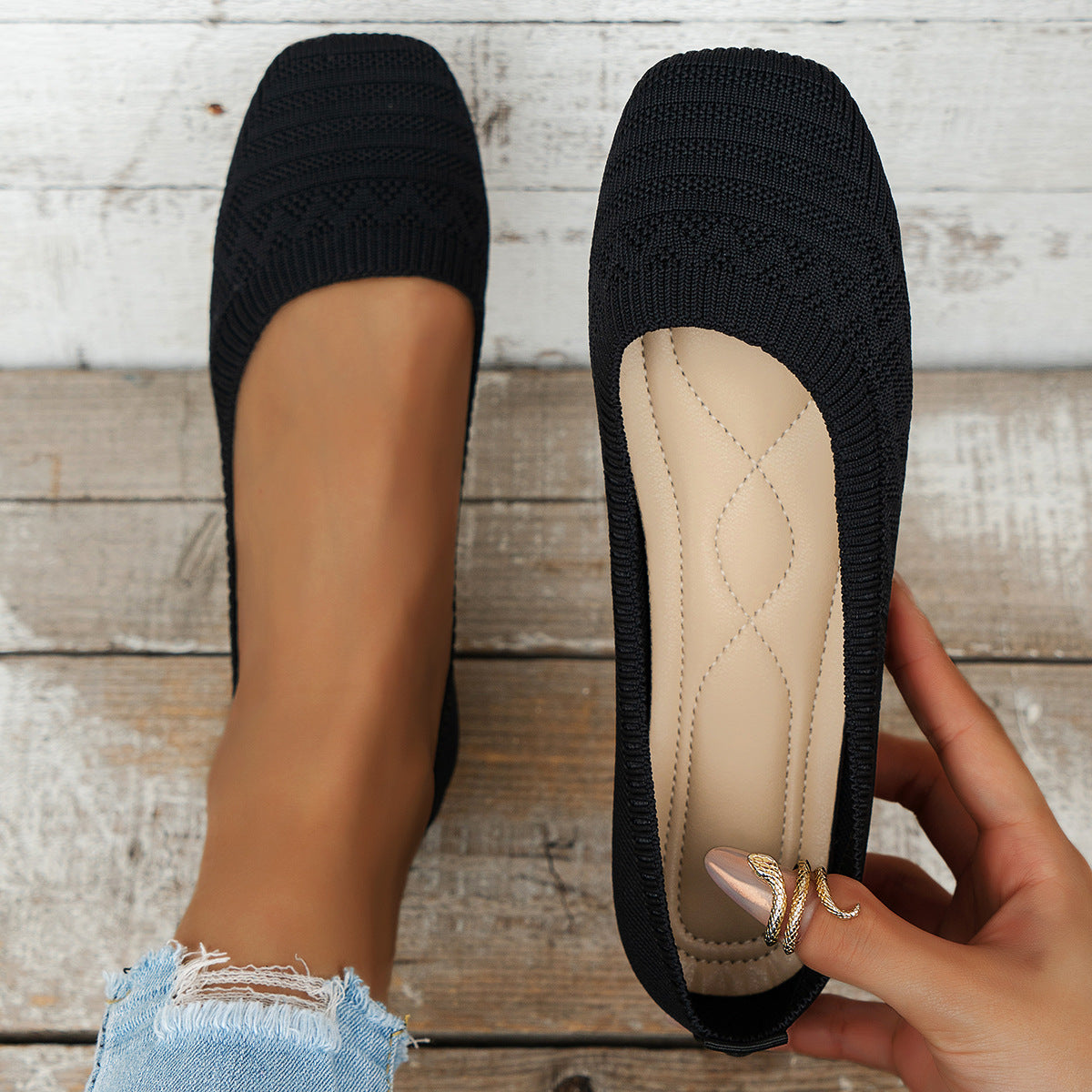 Women’s Knitted Slip-On Shoes | Plus Size Breathable Sneakers