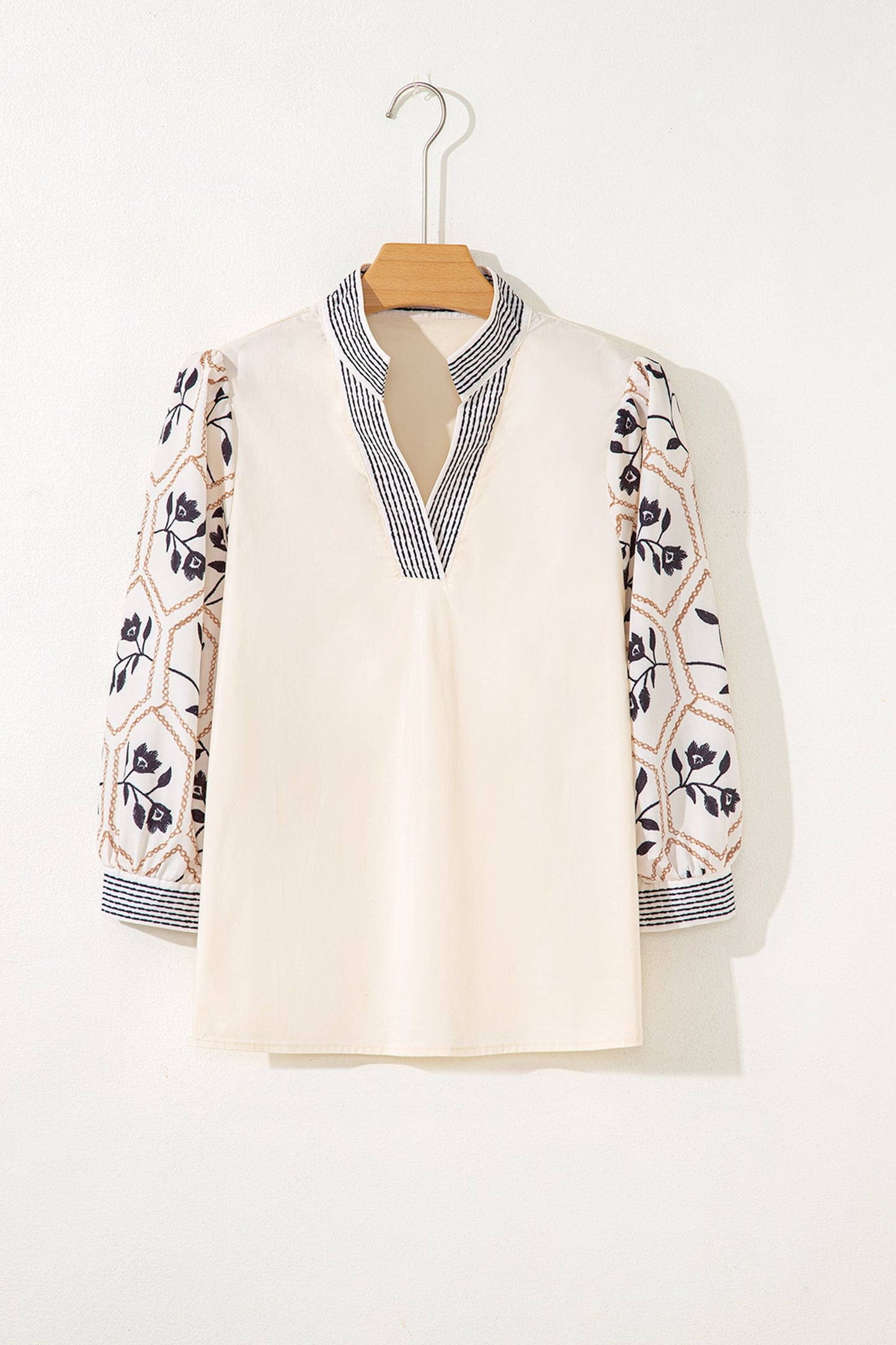 Threaded Pear Micah Sleeve Contrast Patchwork Blouse