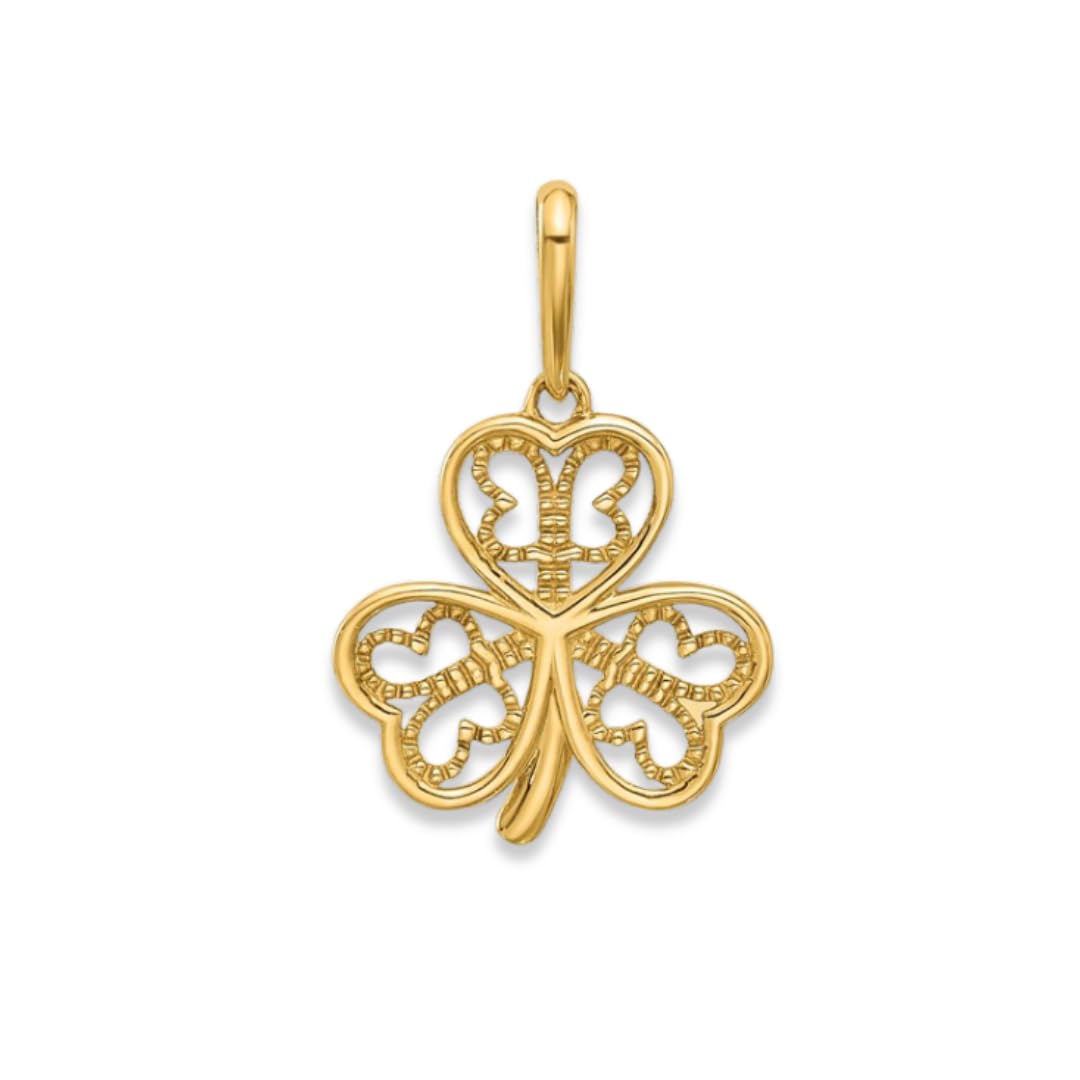 Three Leaf Clover Charm 14K Yellow Gold Pendant
