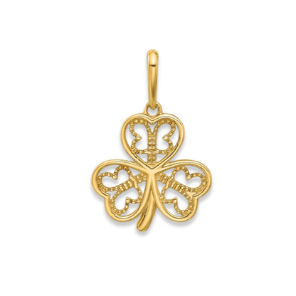 Three Leaf Clover Charm 14K Yellow Gold Pendant