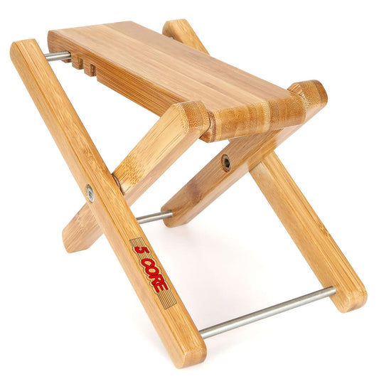 5 Core Guitar Foot Stool 3 Level Adjustable Leg Rest Non Slip Portable Wood Classical Footrest - Brown