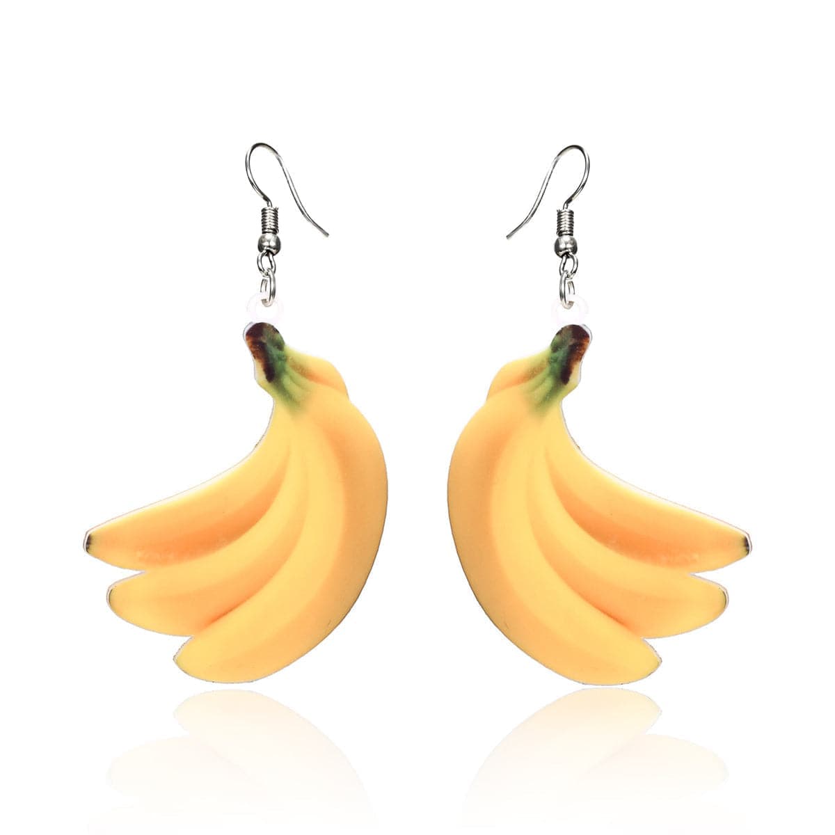 Yellow Acrylic & Silvertone Banana Drop Earrings