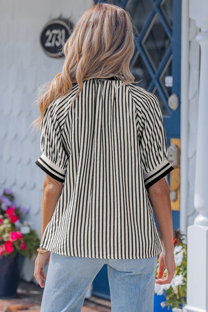 Threaded Pear Riley Short Puff Sleeve Blouse