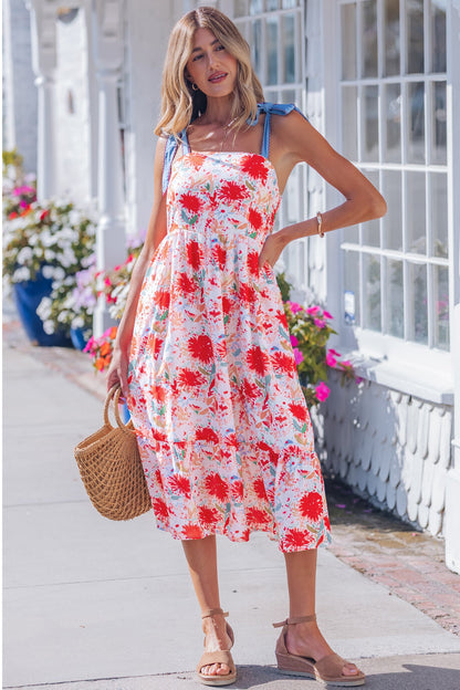 Threaded Pear Dahlia Straps High Waist Dress