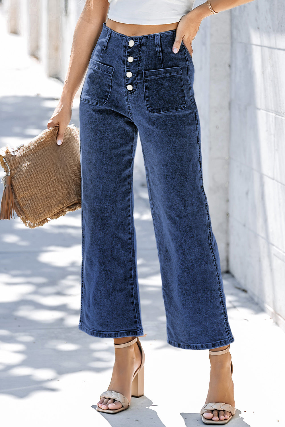 Threaded Pear Mckinley Wide Leg Cropped Jeans