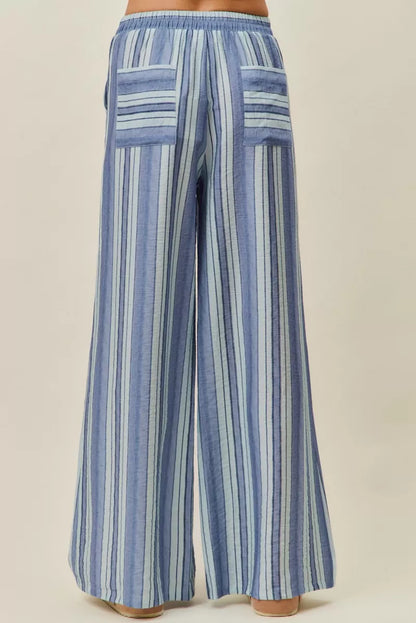 SO ME Stripe Wide Leg Pull On Pants