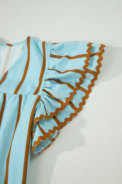 Threaded Pear Malaysia Ruffled Short Sleeve Blouse