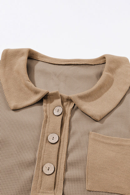 Threaded Pear Bianca Waffle Knit Long Sleeve Top