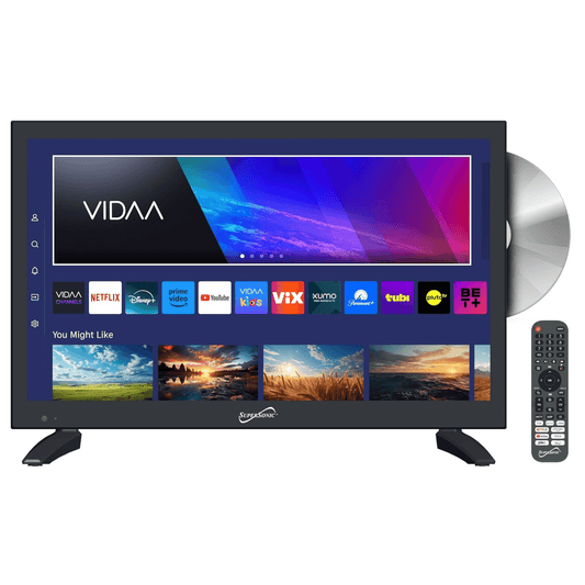 Supersonic 19-inch LED Smart HDTV with DVD Player ATSC & NTSC System ACDC Compatible