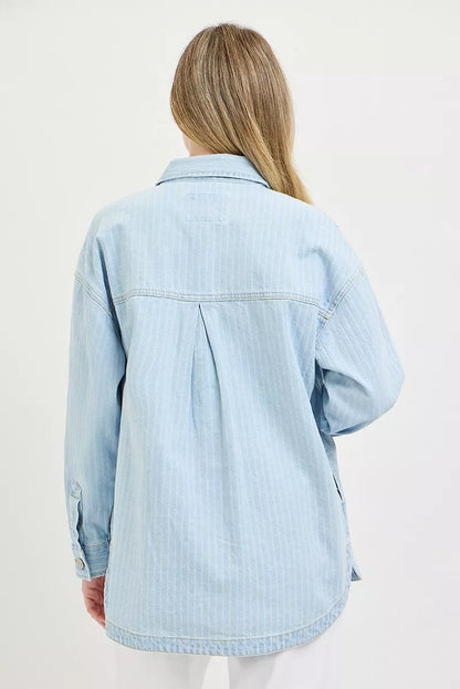 RISEN Oversized Stripe Denim Shacket