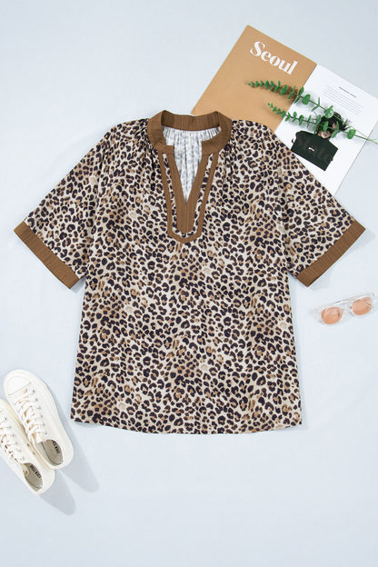 Threaded Pear Kahlani Crinkled Colorblock Patchwork PLUS Blouse