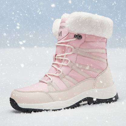 Women’s Winter Fleece-Lined Thicker Non-Slip Cotton-Padded Outdoor Mid-Boots