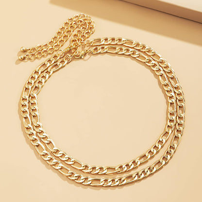 Goldtone Figaro Necklace - Set of 2