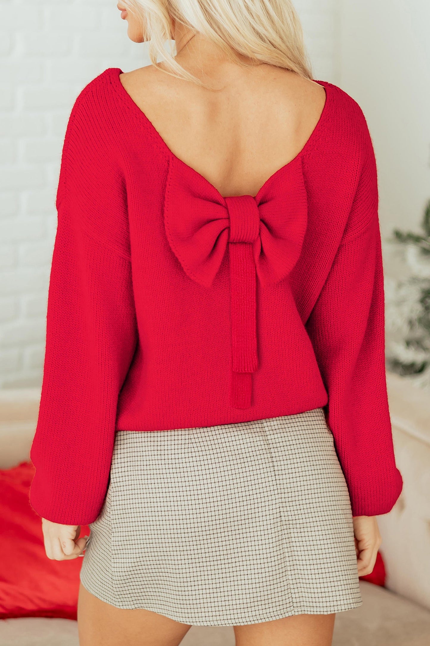 Threaded Pear Addison Backless Bubble Sleeve Sweater