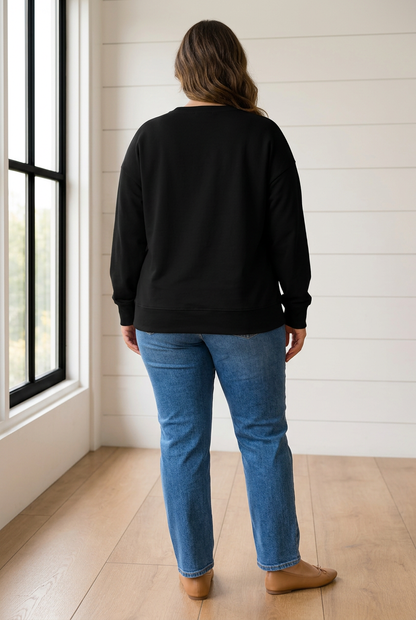 Threaded Pear Ashlei Solid Placket PLUS Sweatshirt