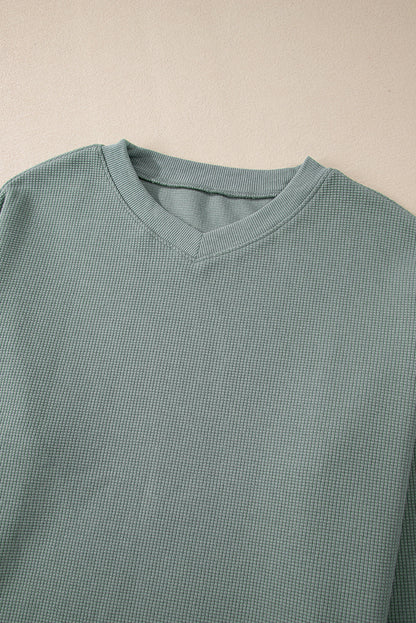 Threaded Pear Halo Knit Drop Shoulder Top