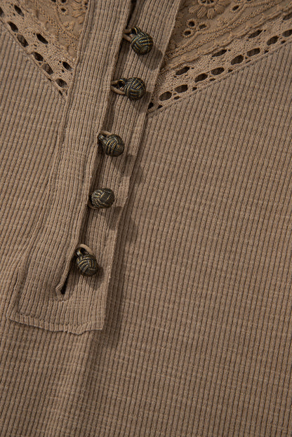 Threaded Pear Khaleesi anglaise Broider Ribbed Long Sleeve Top