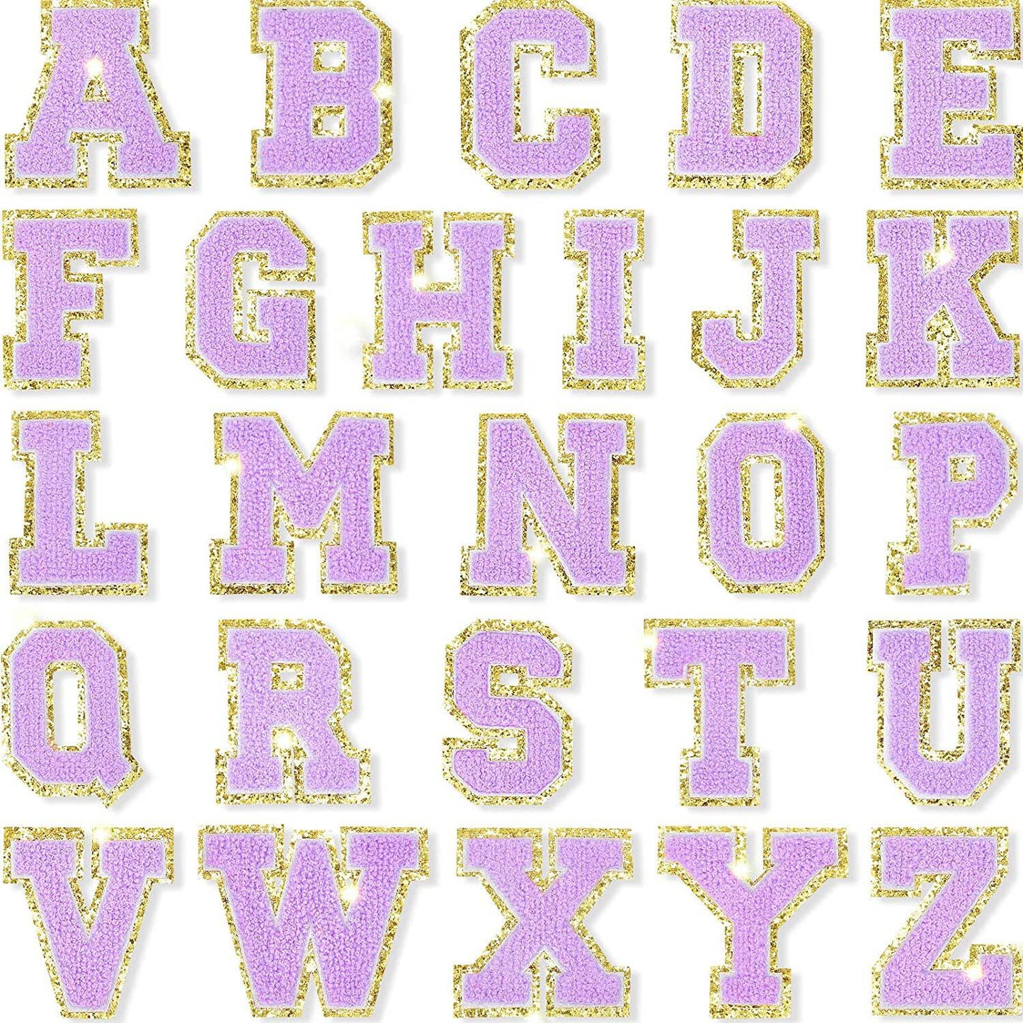 Purple Self Adhesive Chenille Letters Patches - Purple / B