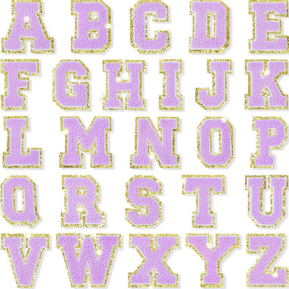 Purple Self Adhesive Chenille Letters Patches - Purple / B