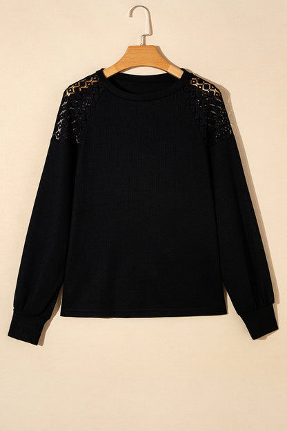 Threaded Pear Ava Sleeve Textured Pullover Long Sleeve Top
