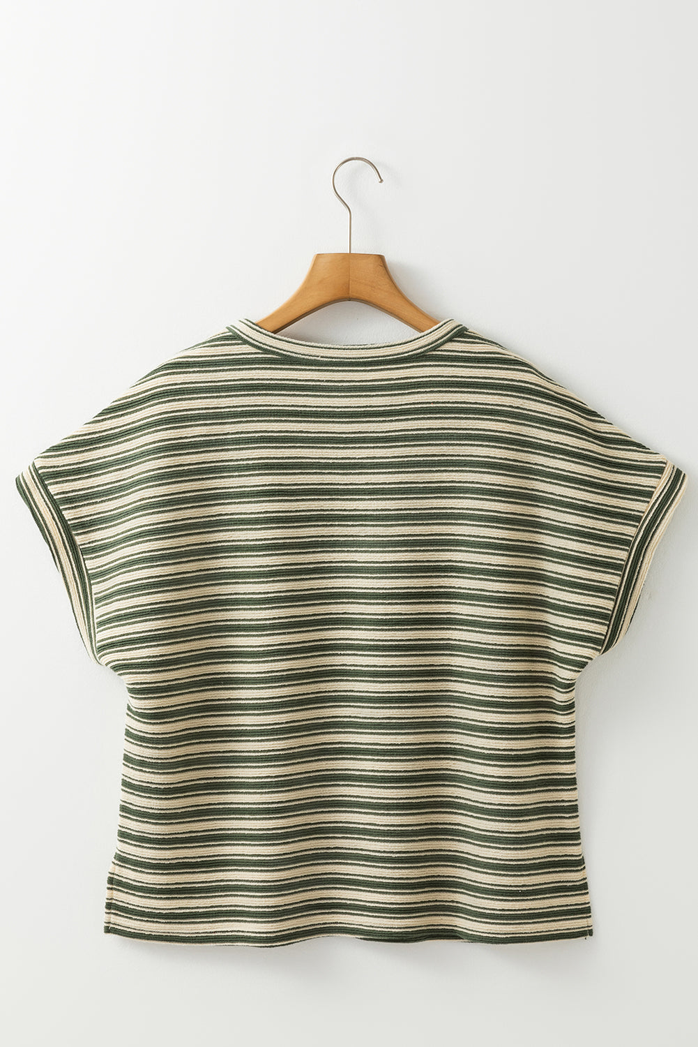 Abby Stripe Textured Side Slits Top - Threaded Pear