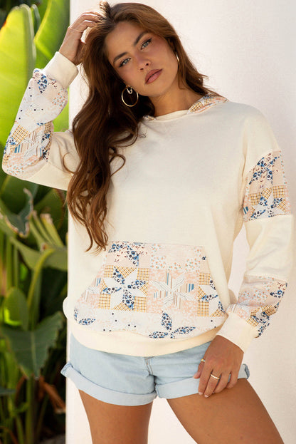 Threaded Pear Dakota Geo Pattern Patchwork Hoodie