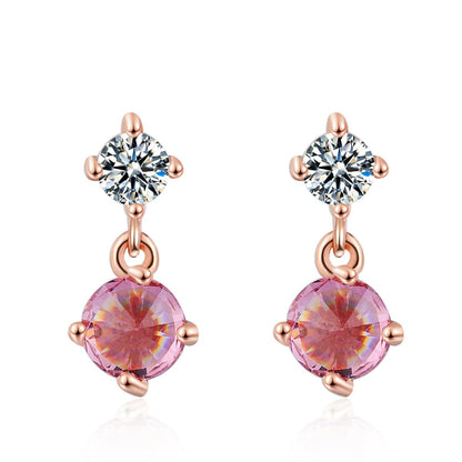 Pink Crystal & Cubic Zirconia Rose Goldtone Drop Earrings