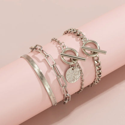 Silvertone Chain Toggle Bracelet Set