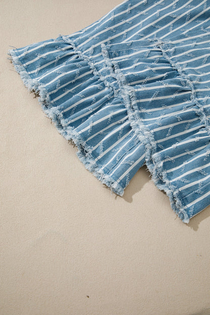 Threaded Pear Angel Ruffled Wide Leg Overalls